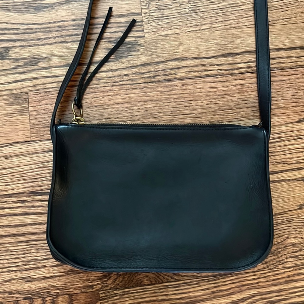 Madewell black leather cross body bag